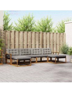 Set di divani con cuscino 6 pcs Grigio Naturale e Chiaro