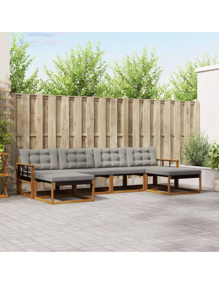 Set di divani con cuscino 6 pcs Grigio Naturale e Chiaro