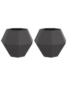 Fioriera 2 pcs Nero 75 x 75 x 60 cm Acciaio 2