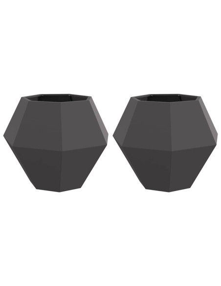 Fioriera 2 pcs Nero 75 x 75 x 60 cm Acciaio