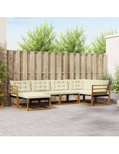 Set di divani 18 pcs Naturale e Crema Legno di Acacia Massello