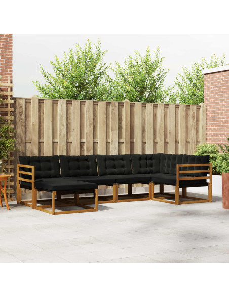 Set di divani 18 pcs Naturale e Nero Legno di Acacia Massello