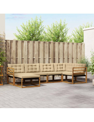 Set di divani 18 pcs Naturale e Beige Legno di Acacia Massello