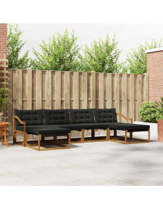 Set di divani con cuscino 6 pcs Naturale e Nero