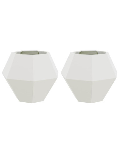 Fioriera 2 pcs Bianco 75 x 75 x 60 cm Acciaio