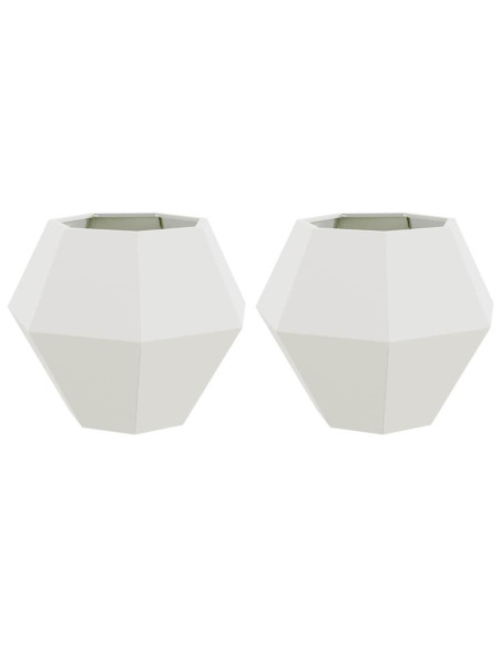 Fioriera 2 pcs Bianco 75 x 75 x 60 cm Acciaio