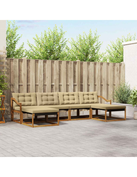 Set di divani con cuscino 6 pcs Naturale e Beige