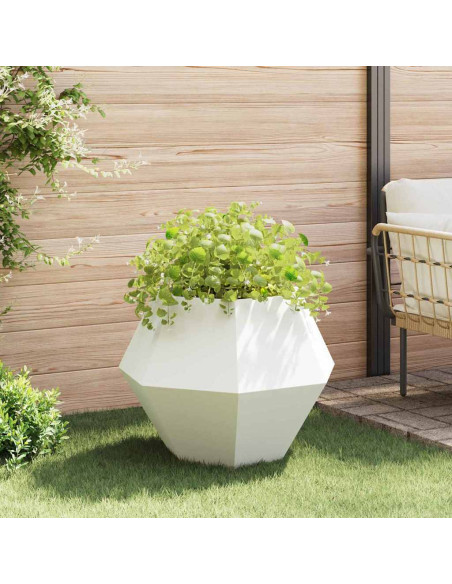 Fioriera 2 pcs Bianco 75 x 75 x 60 cm Acciaio