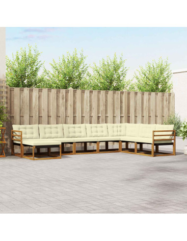 Set di divani 24 pcs Naturale e Crema Legno di Acacia Massello