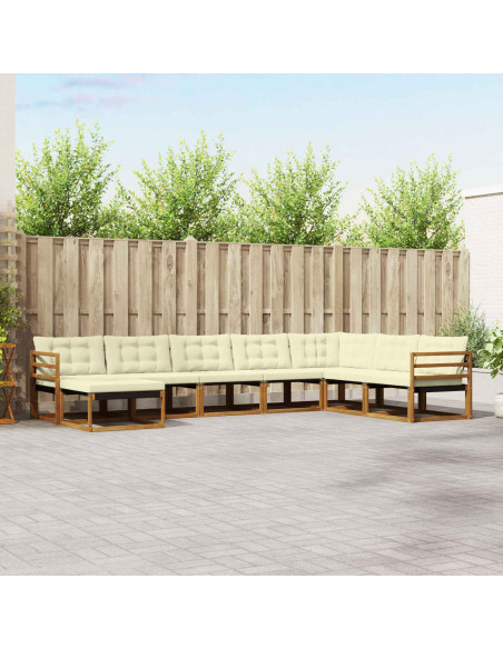 Set di divani 24 pcs Naturale e Crema Legno di Acacia Massello