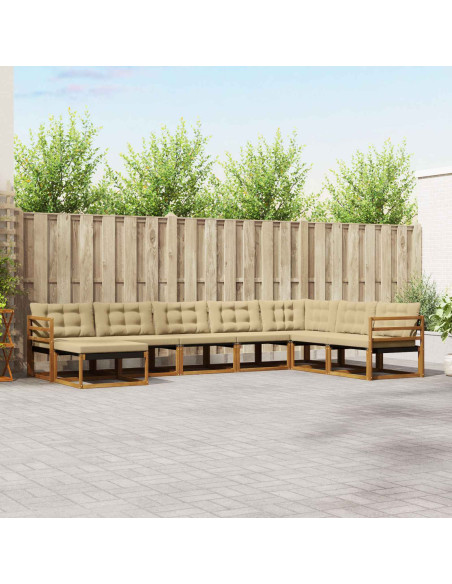 Set di divani 24 pcs Naturale e Beige Legno di Acacia Massello