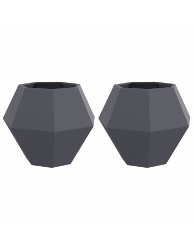 Fioriera 2 pcs Antracite 75 x 75 x 60 cm Acciaio