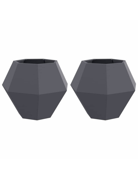 Fioriera 2 pcs Antracite 75 x 75 x 60 cm Acciaio