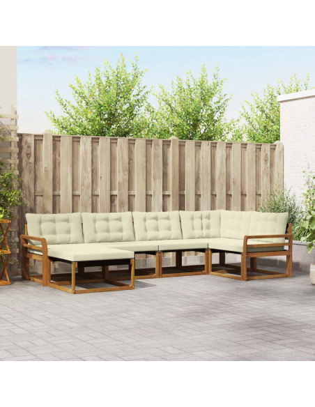 Set di divani 18 pcs Naturale e Crema Legno di Acacia Massello