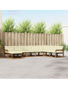 Set di divani 24 pcs Naturale e Crema Legno di Acacia Massello