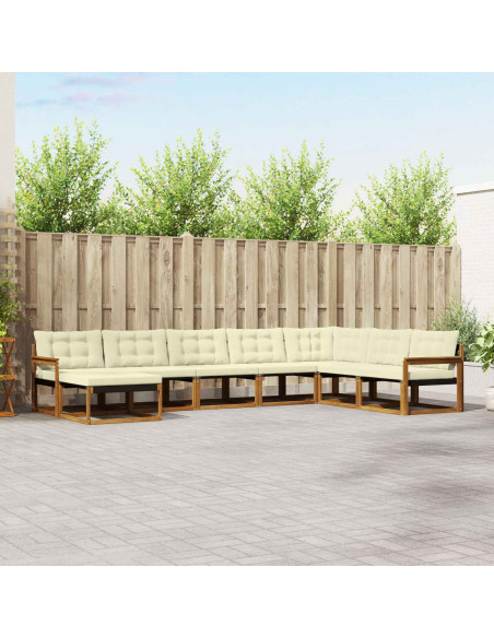 Set di divani 24 pcs Naturale e Crema Legno di Acacia Massello