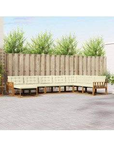 Set di divani 24 pcs Naturale e Crema Legno di Acacia Massello