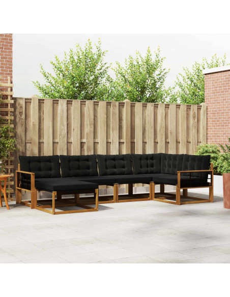 Set di divani 18 pcs Naturale e Nero Legno di Acacia Massello