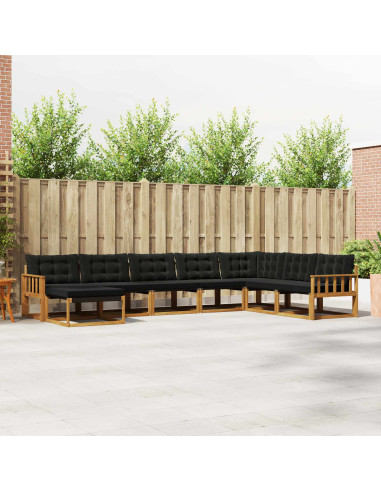 Set di divani 24 pcs Naturale e Nero Legno di Acacia Massello