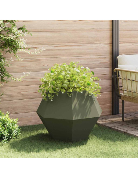 Fioriera 2 pcs Verde oliva 75 x 75 x 60 cm Acciaio