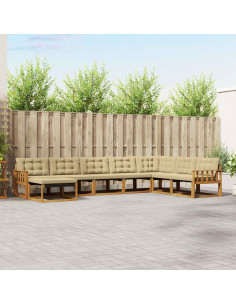 Set di divani 24 pcs Naturale e Beige Legno di Acacia Massello