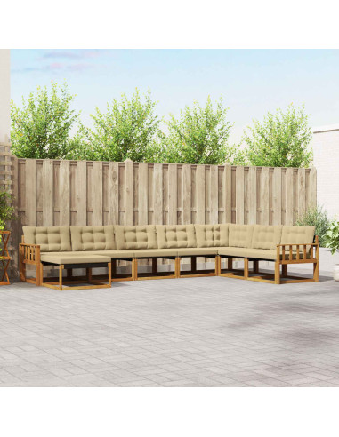 Set di divani 24 pcs Naturale e Beige Legno di Acacia Massello