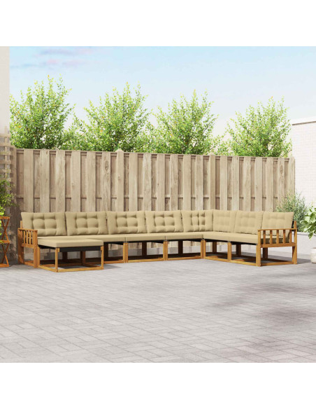 Set di divani 24 pcs Naturale e Beige Legno di Acacia Massello