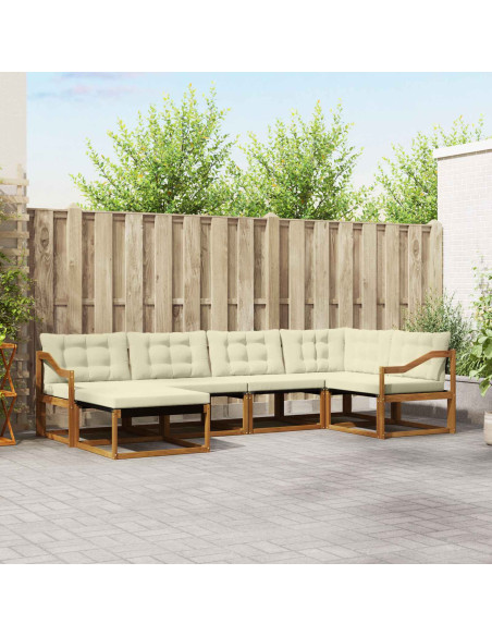 Set di divani 18 pcs Naturale e Crema Legno di Acacia Massello