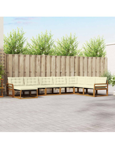 Set di divani 24 pcs Naturale e Crema Legno di Acacia Massello