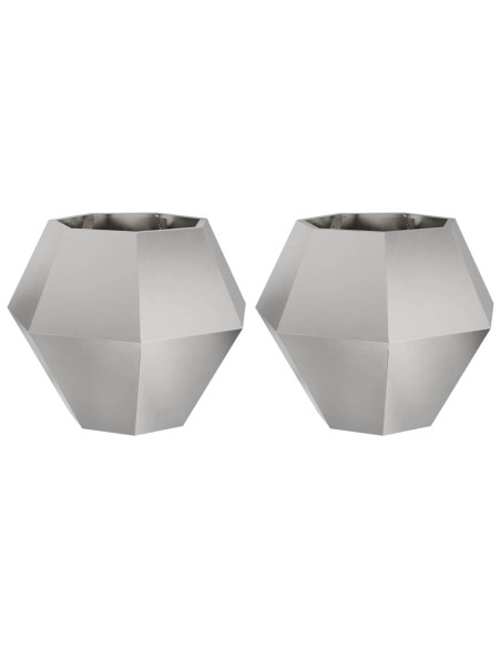 Fioriera 2 pcs Argento 75 x 75 x 60 cm Acciaio inossidabile