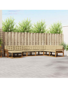 Set di divani 24 pcs Naturale e Beige Legno di Acacia Massello