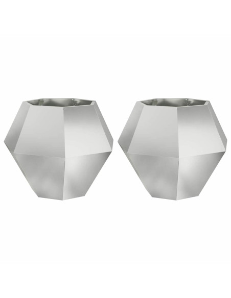 Fioriera 2 pcs Argento 75 x 75 x 60 cm Acciaio zincato