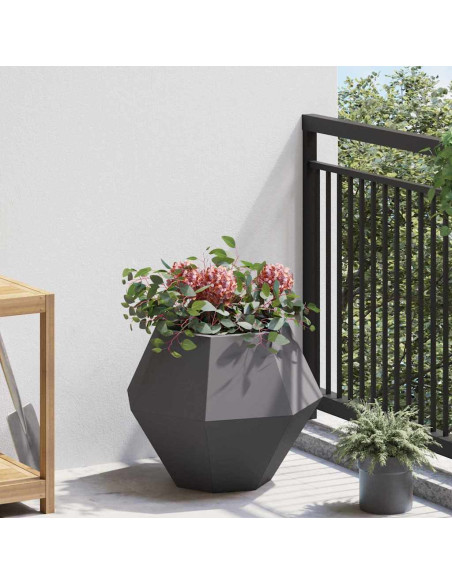 Fioriera 2 pcs Nero 50 x 50 x 40 cm Acciaio