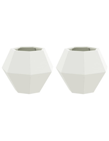 Fioriera 2 pcs Bianco 50 x 50 x 40 cm Acciaio