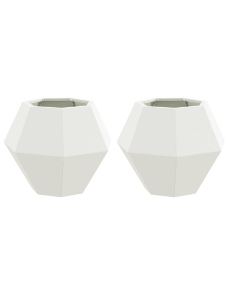 Fioriera 2 pcs Bianco 50 x 50 x 40 cm Acciaio