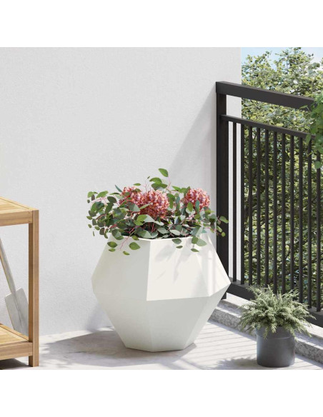 Fioriera 2 pcs Bianco 50 x 50 x 40 cm Acciaio