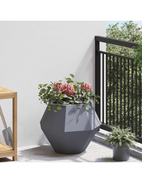 Fioriera 2 pcs Antracite 50 x 50 x 40 cm Acciaio