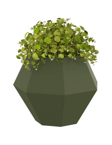 Fioriera 2 pcs Verde oliva 50 x 50 x 40 cm Acciaio