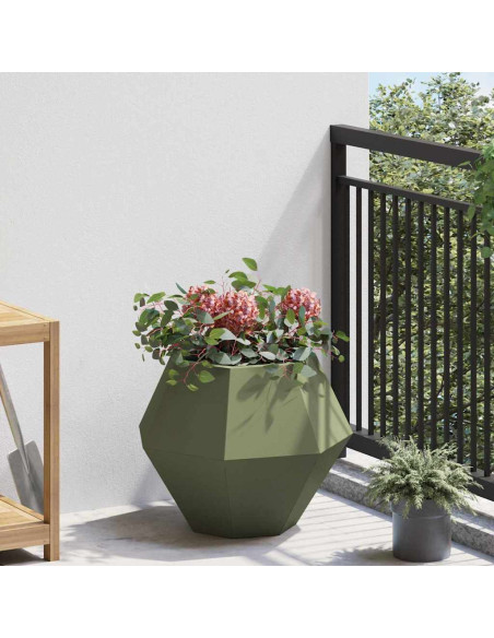 Fioriera 2 pcs Verde oliva 50 x 50 x 40 cm Acciaio