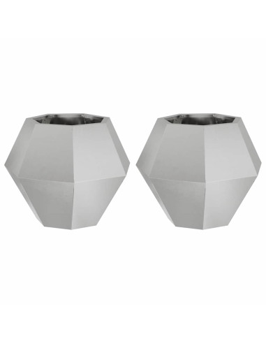 Fioriera 2 pcs Argento 50 x 50 x 40 cm Acciaio inossidabile