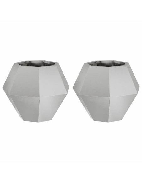 Fioriera 2 pcs Argento 50 x 50 x 40 cm Acciaio inossidabile