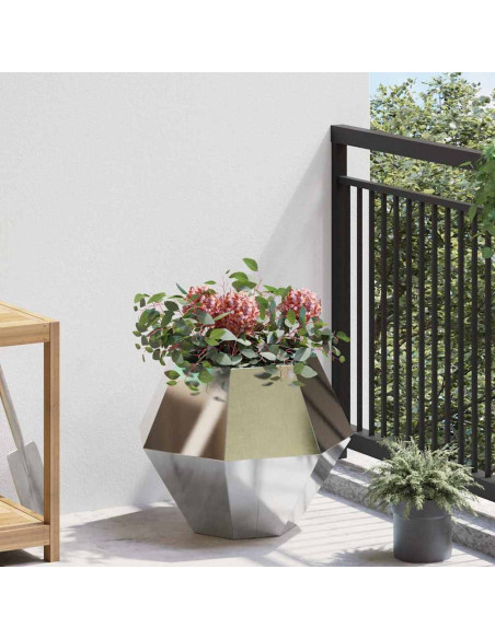 Fioriera 2 pcs Argento 50 x 50 x 40 cm Acciaio inossidabile