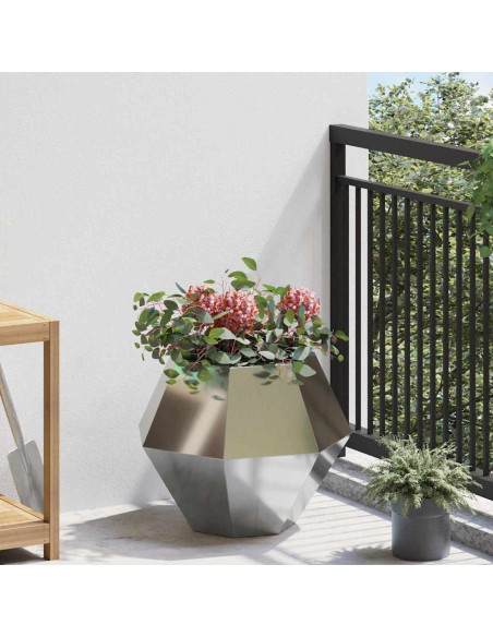 Fioriera 2 pcs Argento 50 x 50 x 40 cm Acciaio zincato