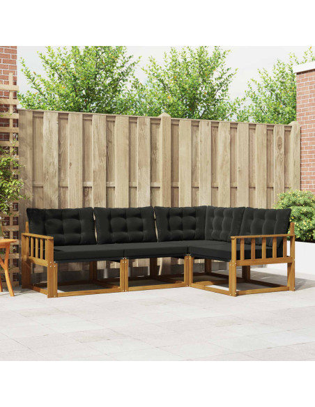 Set di divani con cuscino 4 pcs Naturale e Nero