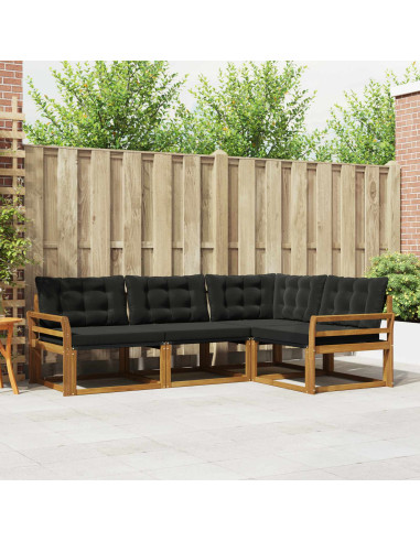 Set di divani con cuscino 4 pcs Naturale e Nero