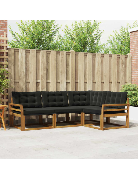 Set di divani con cuscino 4 pcs Naturale e Nero