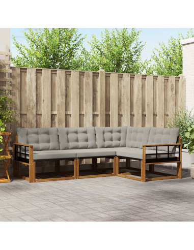 Set di divani con cuscino 4 pcs Grigio Naturale e Chiaro