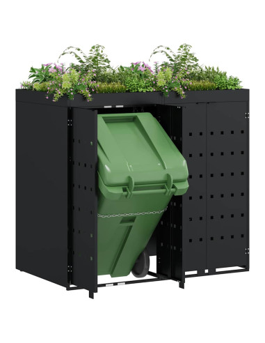 Contenitore per Rifiuti per 2 Bidoni Nero 136 x 77,5 x 121,5 cm