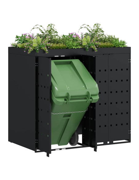 Contenitore per Rifiuti per 2 Bidoni Nero 136 x 77,5 x 121,5 cm