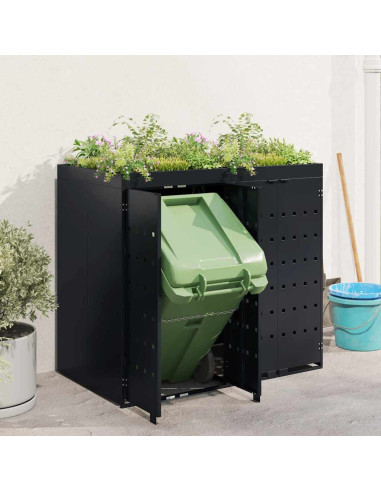 Contenitore per Rifiuti per 2 Bidoni Nero 136 x 77,5 x 121,5 cm